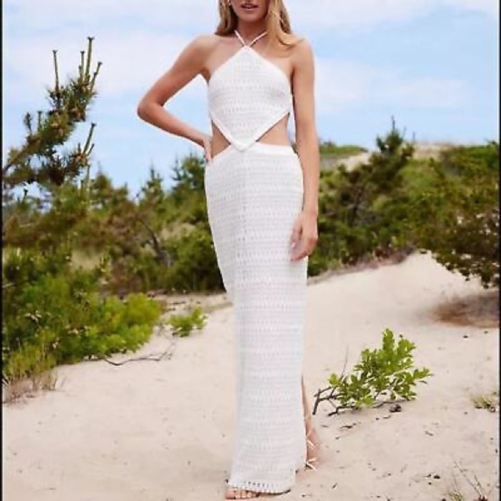 PatBo White Halter Backless Sundress for Brides